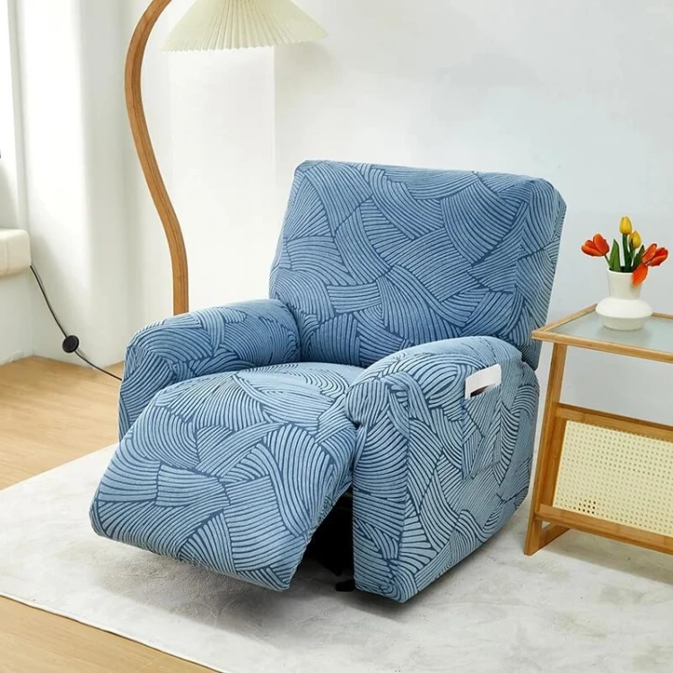 Żakardowy pokrowiec na fotel rozkładany - Palmera - Jeans Indigo.jpeg