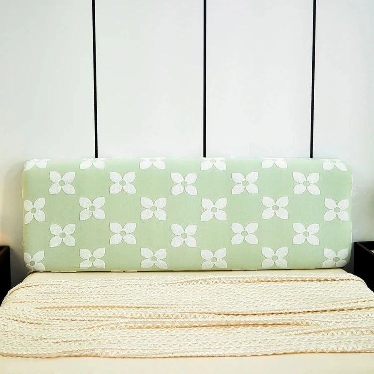 Żakardowy pokrowiec na zagłówek - oparcie łóżka - flor - Zielony.jpeg