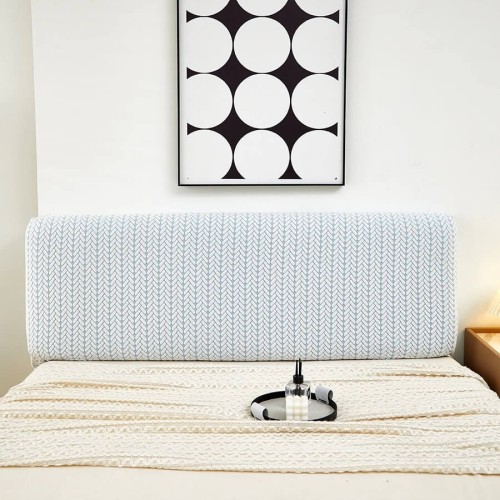 Żakardowy pokrowiec na zagłówek - oparcie łóżka - Vireta - Niebieski.jpeg