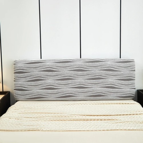 Żakardowy pokrowiec na zagłówek - oparcie łóżka - Storto - Szary.jpeg