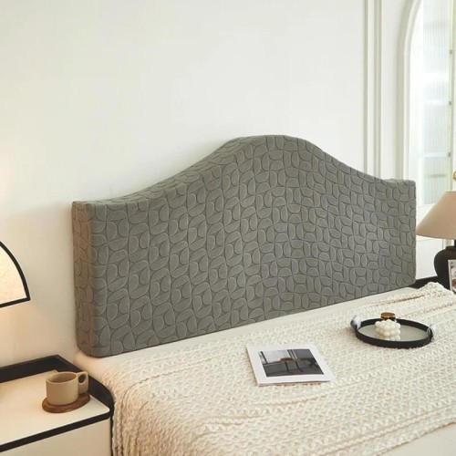 Żakardowy pokrowiec na zagłówek - oparcie łóżka - Leafelle - Szary.jpeg