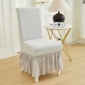 Żakardowy pokrowiec na krzesło z falbaną - Welle - Szary.jpeg