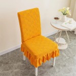 Żakardowy pokrowiec na krzesło z falbaną - Geomesh - Pomarańczowy