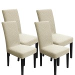 Żakardowy pokrowiec na krzesło 4-6 szt. - Stonera - Beżowy