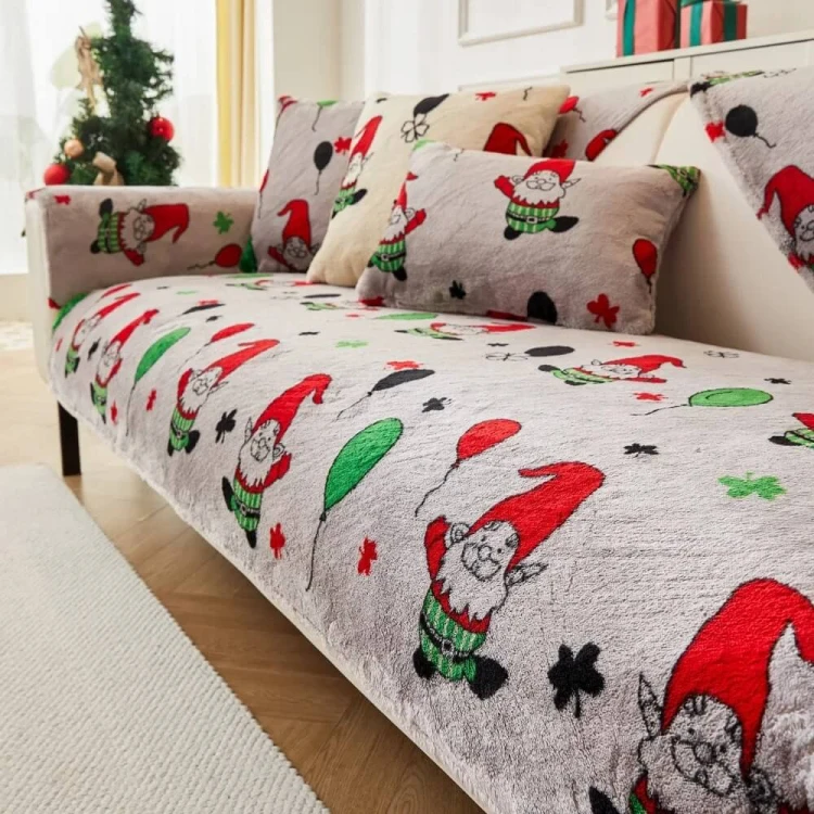 Świąteczna uniwersalna narzuta na narożnik - kanapę - fotel - Elf - Szary.jpeg