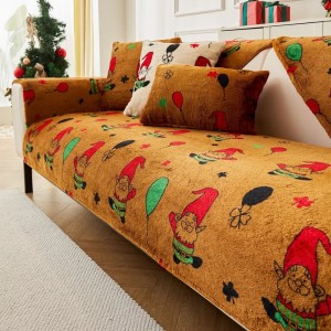 Świąteczna uniwersalna narzuta na narożnik - kanapę - fotel - Elf - Brązowy