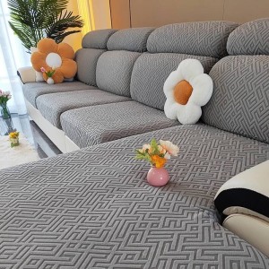 Żakardowy pokrowiec na siedzisko narożnika - Maze - Szary
