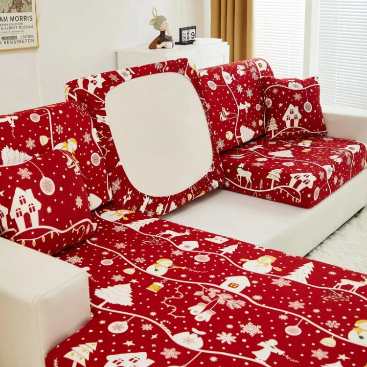 Świąteczny pokrowiec na siedzisko narożnika - kanapy - Rudolph.jpg