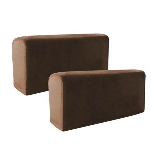 Aksamitne pokrowce na boki kanapy 2 szt. - Czekoladowy Brąz.jpg