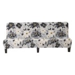 Uniwersalny pokrowiec na wersalkę - finkę - SZARE HIBISKUSY