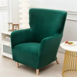 Aksamitny pokrowiec na fotel uszak IKEA OSKARSHAMN - Butelkowa Zieleń