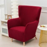 Aksamitny pokrowiec na fotel uszak IKEA OSKARSHAMN - Czerwone Wino