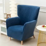 Aksamitny pokrowiec na fotel uszak IKEA OSKARSHAMN - Deep Blue