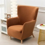 Aksamitny pokrowiec na fotel uszak IKEA OSKARSHAMN - Karmel