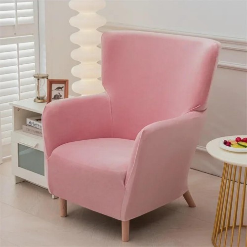 Aksamitny pokrowiec na fotel uszak IKEA OSKARSHAMN - Różowy.jpeg