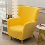 Aksamitny pokrowiec na fotel uszak IKEA OSKARSHAMN - Żółty