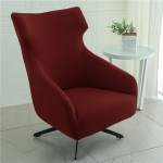 Żakardowy pokrowiec na fotel uszak ORBIS - kratka - Bordowy