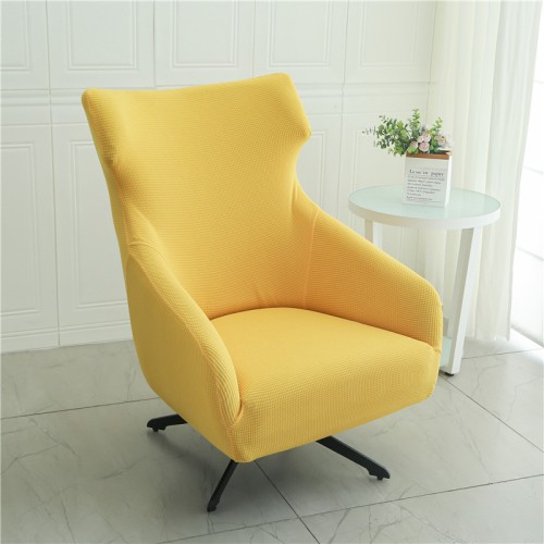 Żakardowy pokrowiec na fotel uszak ORBIS - kratka - Żółty.jpg