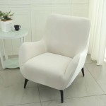 POKROWIEC NA FOTEL Z USZAMI - GŁADKI - Kremowy