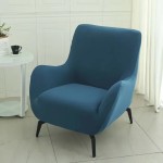 POKROWIEC NA FOTEL Z USZAMI - GŁADKI - Niebieski