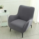 POKROWIEC NA FOTEL Z USZAMI - GŁADKI - Szary