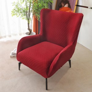 POKROWIEC NA FOTEL Z USZAMI - ŻAKARDOWY - ROMB - Czerwony