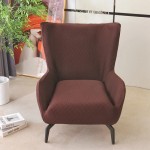 POKROWIEC NA FOTEL Z USZAMI - ŻAKARDOWY - ROMB - Kawowy