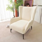 POKROWIEC NA FOTEL Z USZAMI - ŻAKARDOWY - ROMB - Kremowy