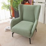 POKROWIEC NA FOTEL Z USZAMI - ŻAKARDOWY - ROMB - Szałwiowy