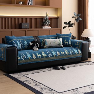 Świąteczna uniwersalna narzuta na narożnik - kanapę - fotel - Navidad - Azul