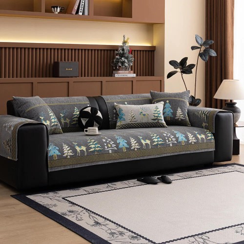 Świąteczna uniwersalna narzuta na narożnik - kanapę - fotel - Navidad - Gris.jpeg