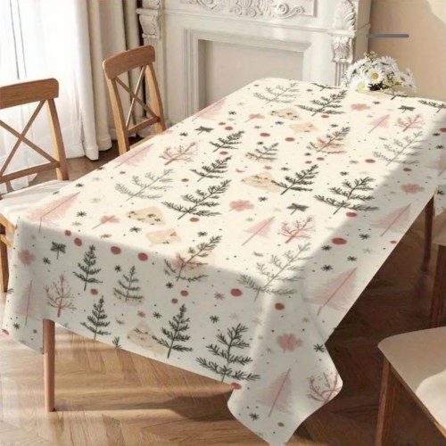 Obrus świąteczny - materiałowy - gładki - Choinki..jpg