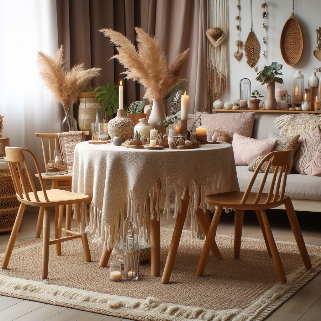 Mały salon zaaranżowany w stylu boho