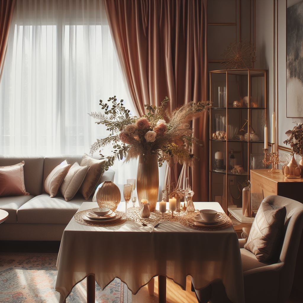 Mały salon zaaranżowany w stylu glamour