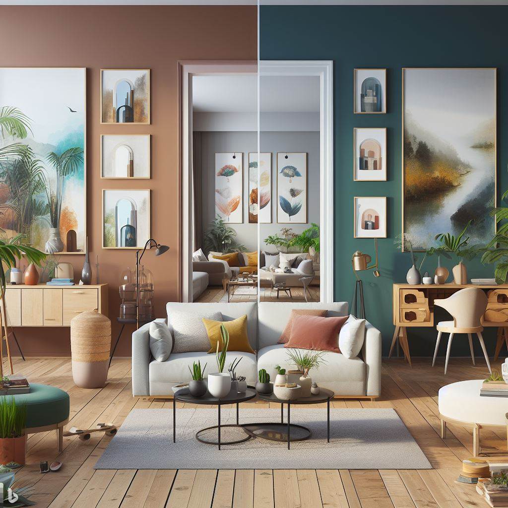 Porównaniu jasnego i ciemnego koloru scian w pokoju