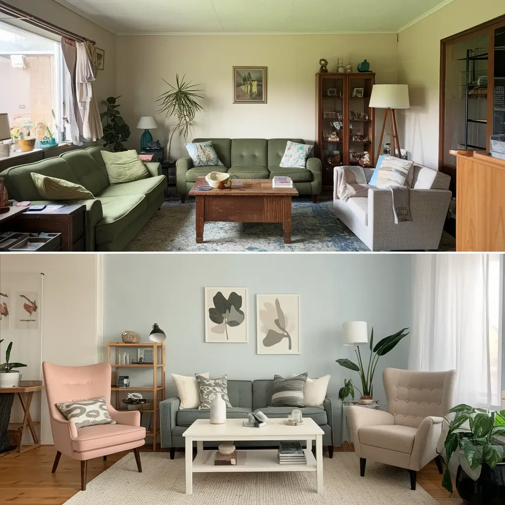 Nowy i odnowiony salon - porównanie