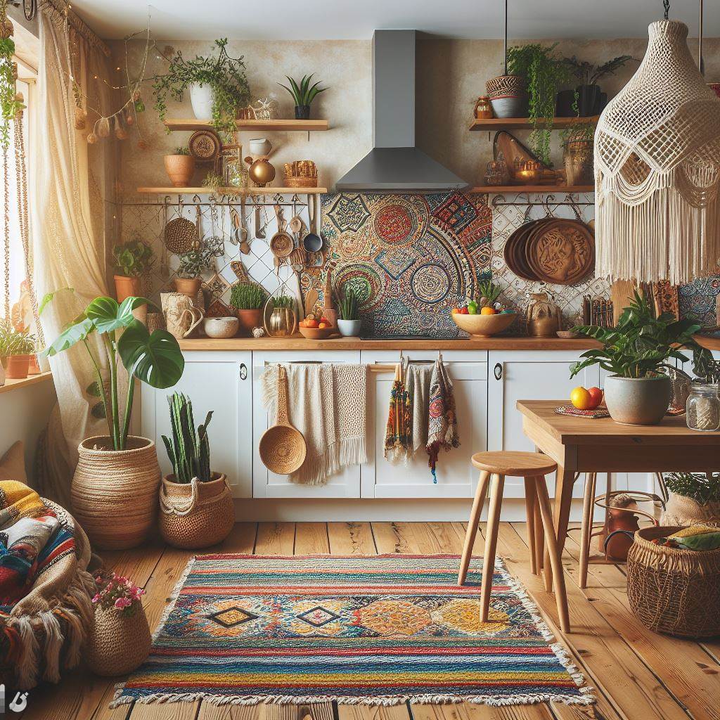 Kuchnia zaaranżowana w stylu boho