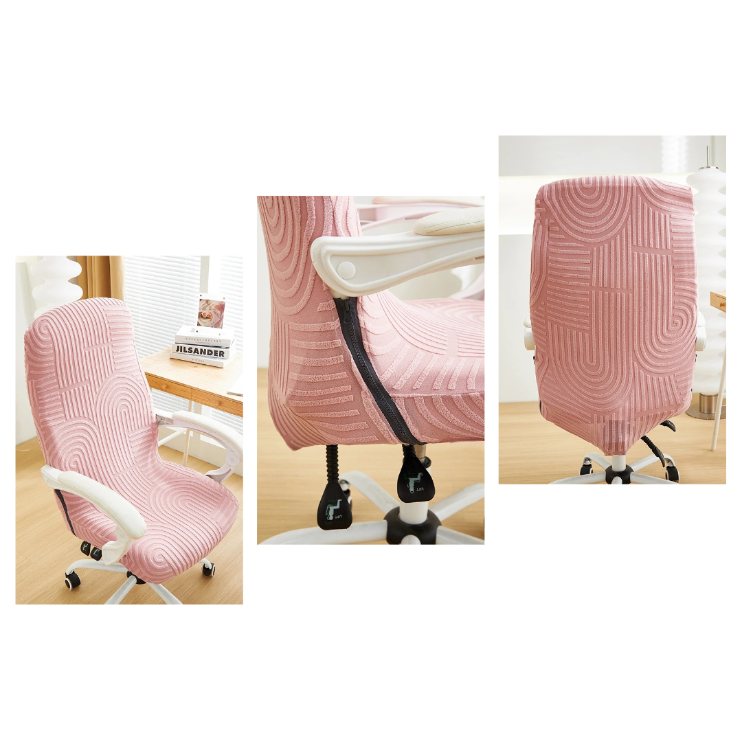 Żakardowy pokrowiec na fotel gamingowy komputerowy biurowy - krzesło obrotowe - zawijas - PETITE PINK