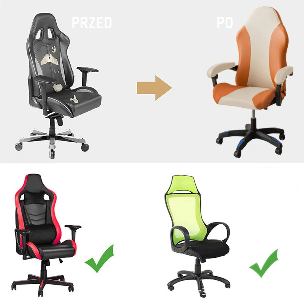 Fotel biurowy po nałożeniu pokrowca