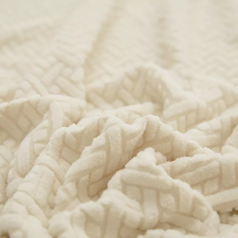 Żakardowy pokrowiec na kanapę - sofę jest mięciutki i miły w dotyku