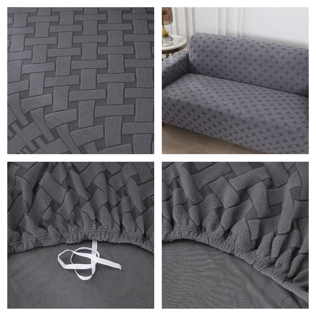 zakardowy pokrowiec na kanape - sofę - detale z bliska