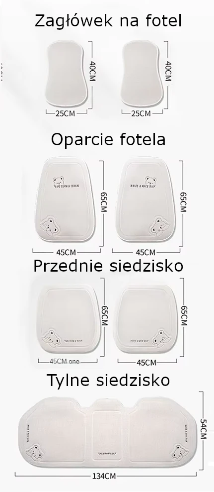 Rozmiary pokrowca na siedzisko foteli samochodowych w motywie Miód