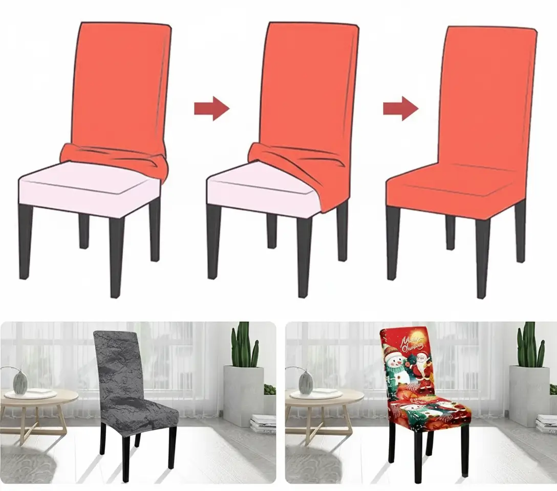 Jak zalozyc pokrowiec na krzesło - wygląd przed i po