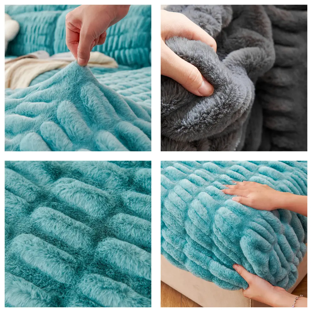 Gruby pluszowy pokrowiec na siedzisko kanapy - naroznika