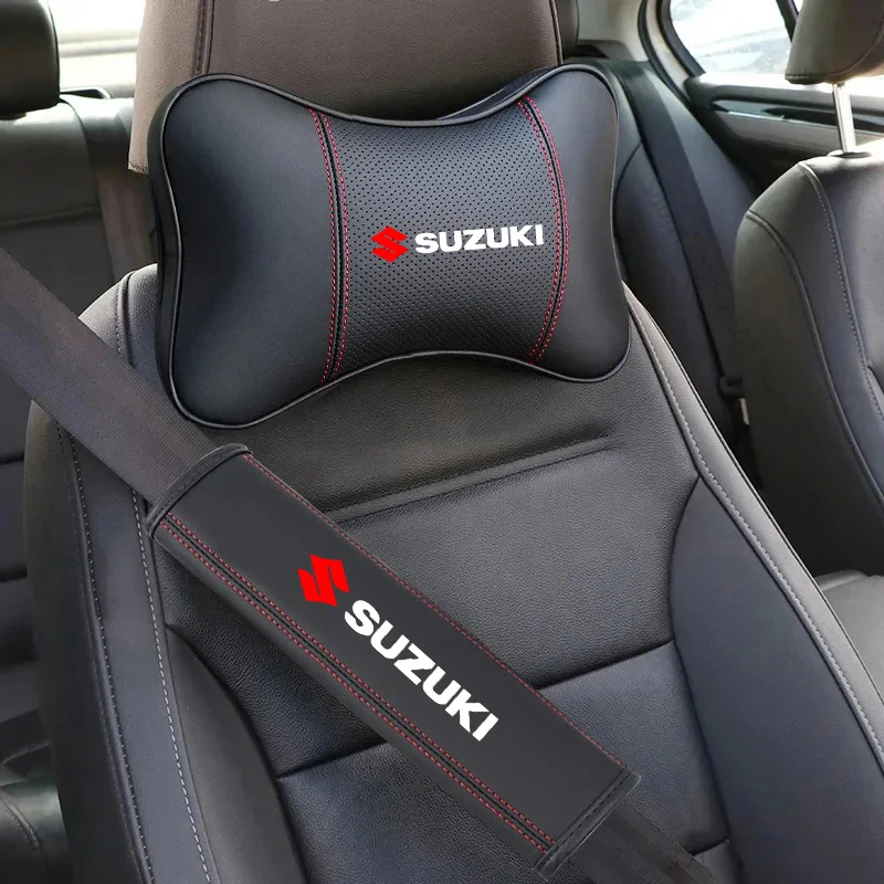 Poduszki na zagłówki auta oraz ochraniaczne na pasy sygnowane marką suzuki - pasujące do auta suzuki