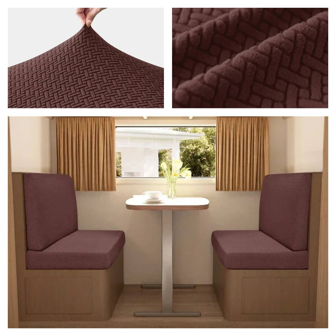 Pokrowiec na kanapę do kampera - detale/materiał