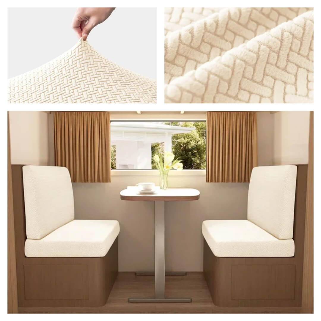 Pokrowiec na kanapę do kampera - detale/materiał