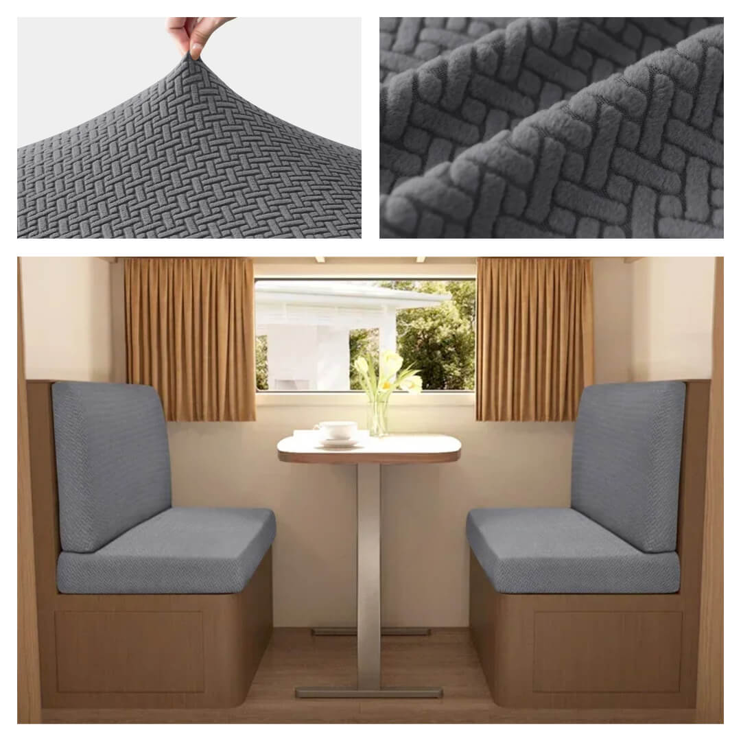 Pokrowiec na kanapę do kampera - detale/materiał