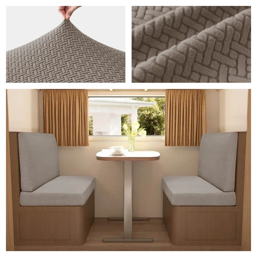 Pokrowiec na kanapę do kampera - detale/materiał