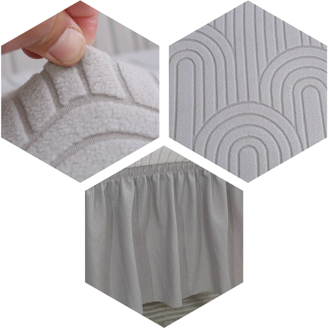 Żakardowy pokrowiec na krzesło z falbaną - kolory - motyw Echo